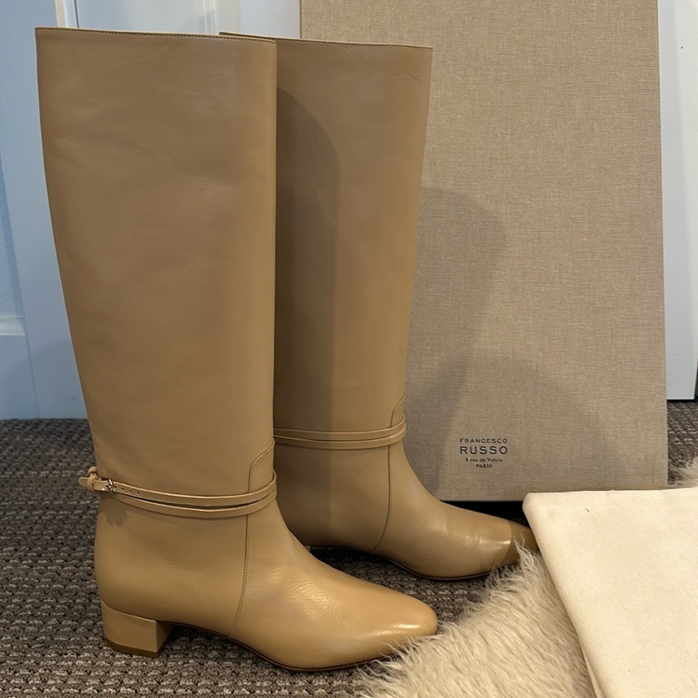 Francesco Russo Vitellino Tall Boot in Beige
